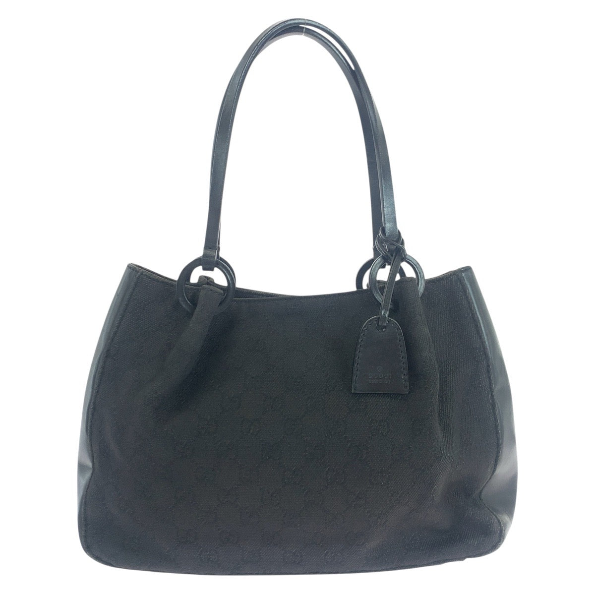 GUCCI Tote Bag 101919 GG canvas, leather black Shoulder Bag Women Used Authentic