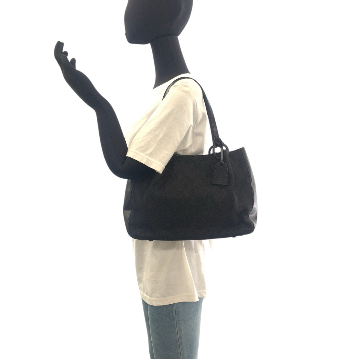 GUCCI Tote Bag 101919 GG canvas, leather black Shoulder Bag Women Used Authentic