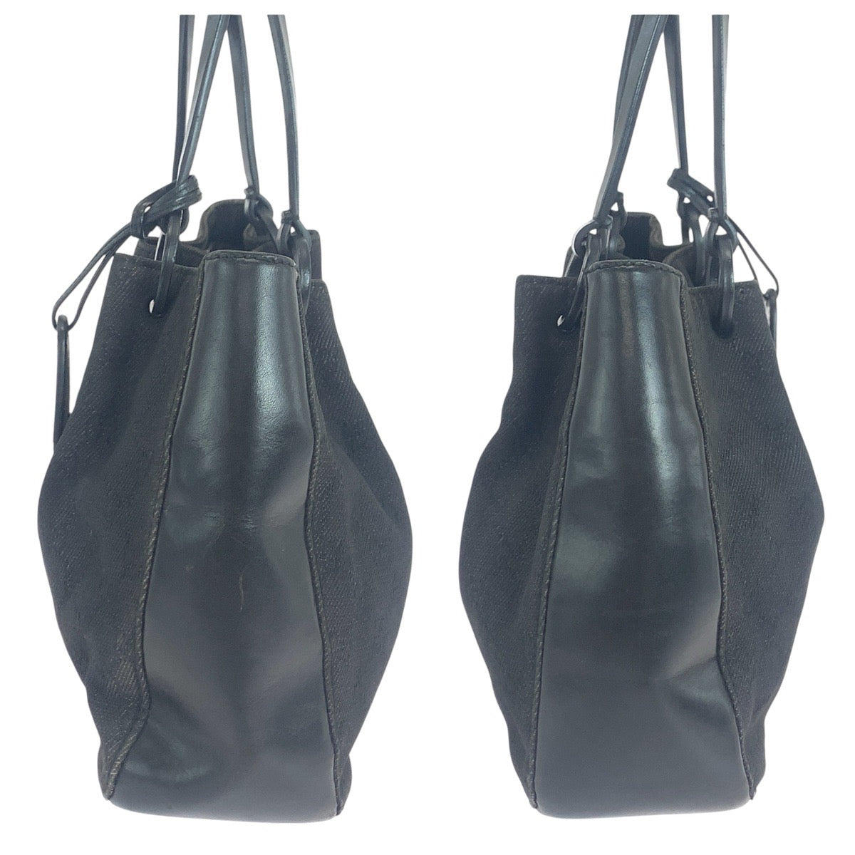 GUCCI Tote Bag 101919 GG canvas, leather black Shoulder Bag Women Used Authentic