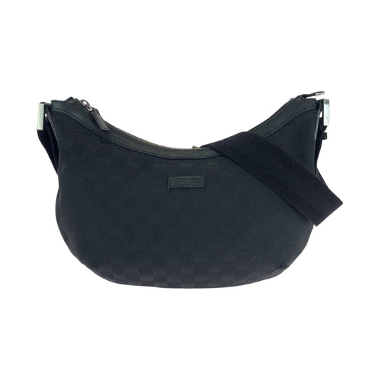 GUCCI Shoulder Bag 181092 GG canvas Black SilverMetal Shoulder Bag Crossbody Women Used Authentic