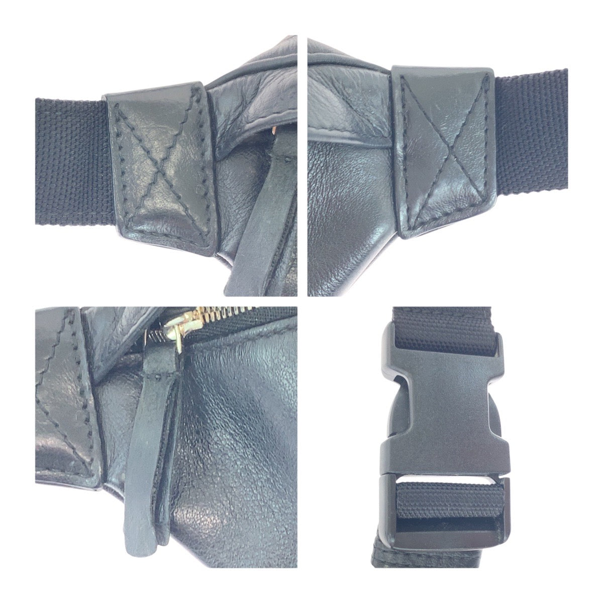 BALENCIAGA Sling bag 552376 leather black Sling bag Waist bag Unisex Every day Logo print mens Used Authentic