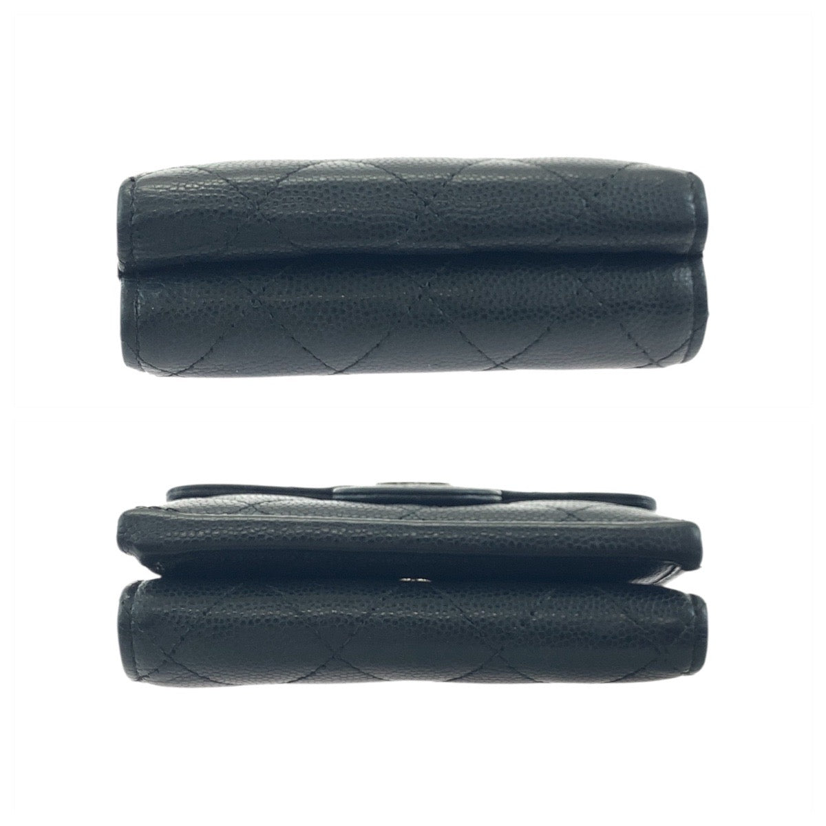 CHANEL Tri-fold wallet lambskin black Folding wallet Compact wallet Matrasse COCO Mark Women Used Authentic