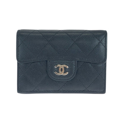 CHANEL Tri-fold wallet lambskin black Folding wallet Compact wallet Matrasse COCO Mark Women Used Authentic