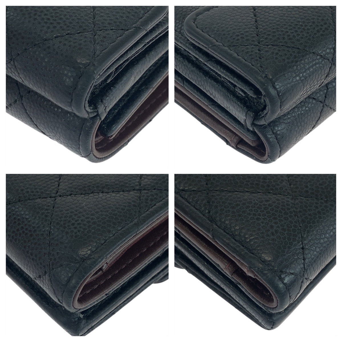 CHANEL Tri-fold wallet lambskin black Folding wallet Compact wallet Matrasse COCO Mark Women Used Authentic