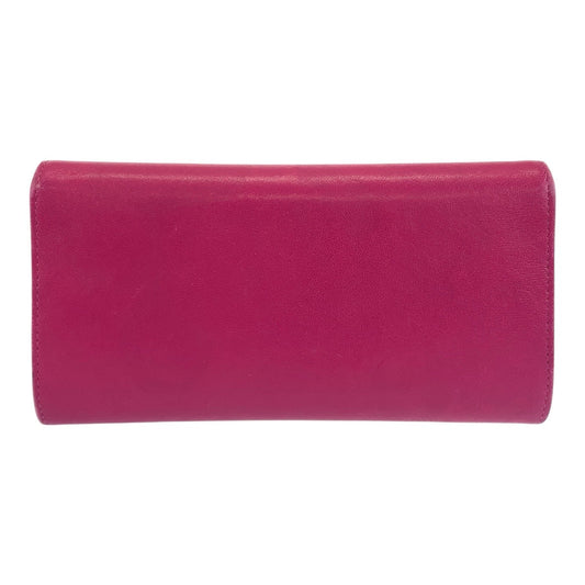 CHANEL Long Wallet Purse leather Pink Gold Metal Long Wallet Purse COCO Mark Women Used Authentic