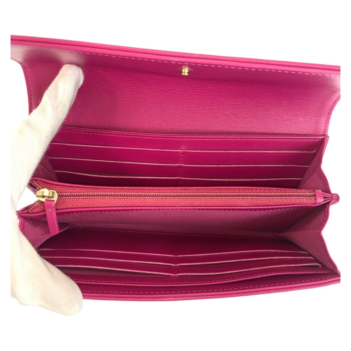 CHANEL Long Wallet Purse leather Pink Gold Metal Long Wallet Purse COCO Mark Women Used Authentic