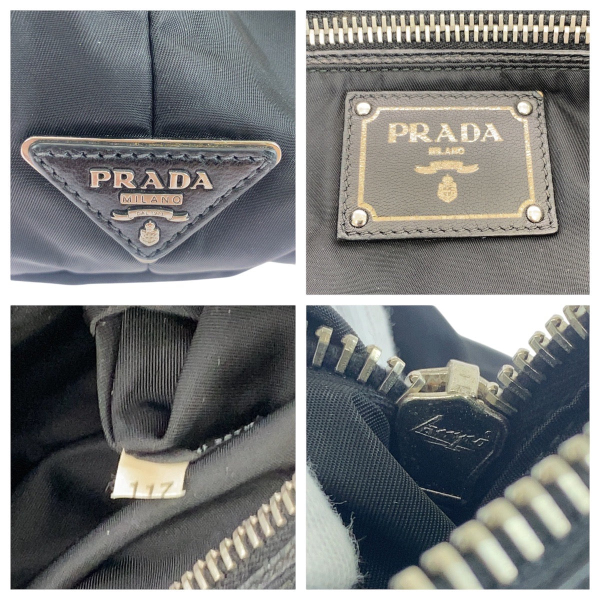 PRADA Tote Bag Nylon black Tote Bag Shoulder Bag Test Triangle With logo mens Used Authentic