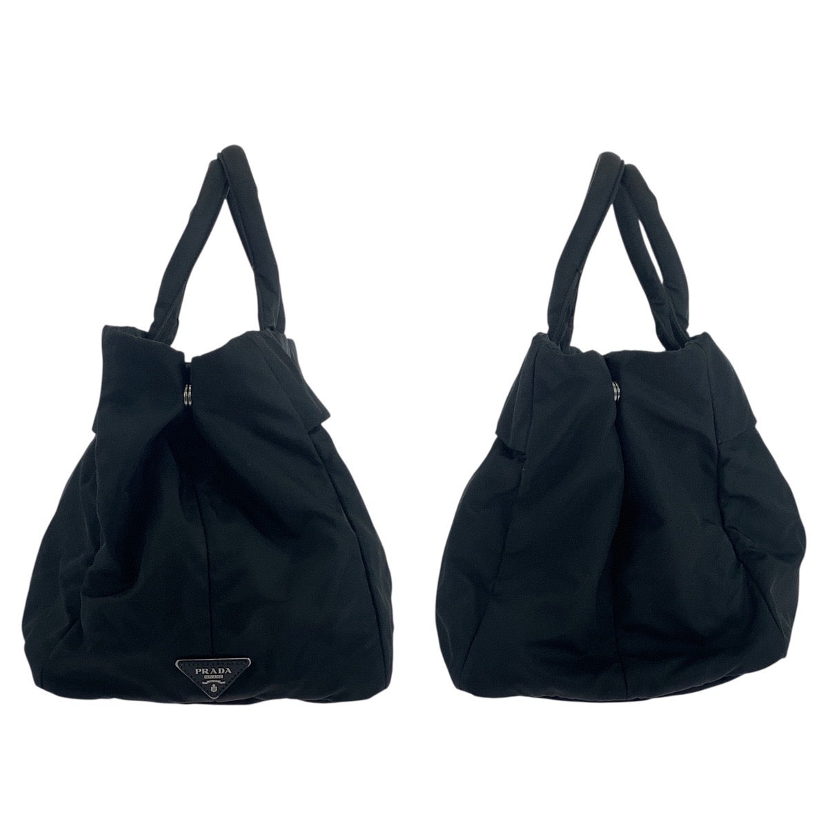 PRADA Tote Bag Nylon black Tote Bag Shoulder Bag Test Triangle With logo mens Used Authentic
