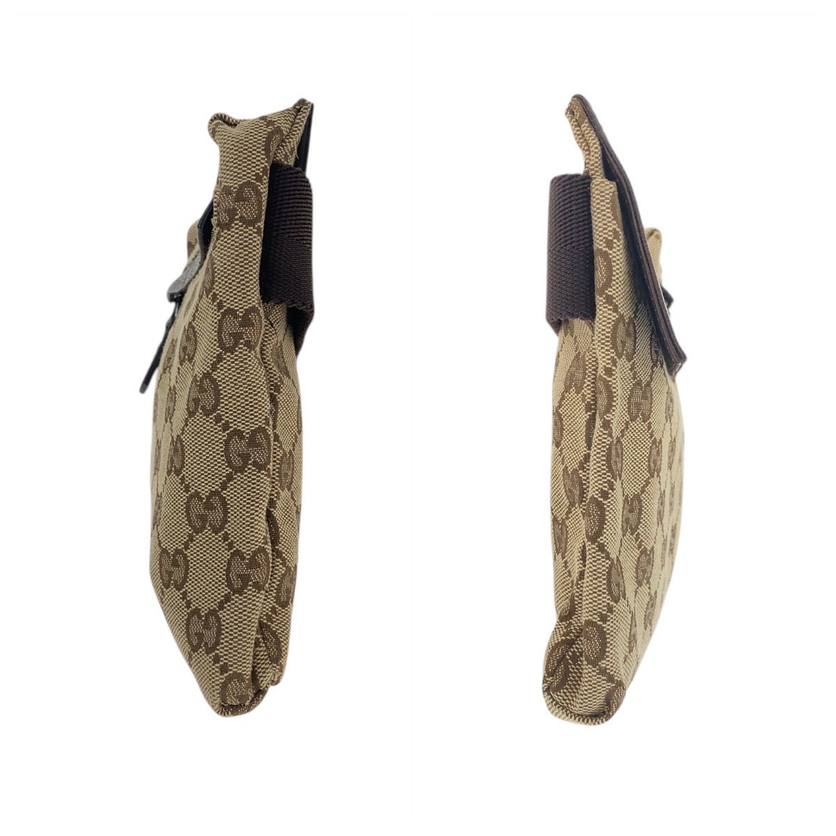 GUCCI Sling bag 28566 GG canvas, leather Beige Brown SilverMetal Sling bag waist pouch unisex mens Used Authentic