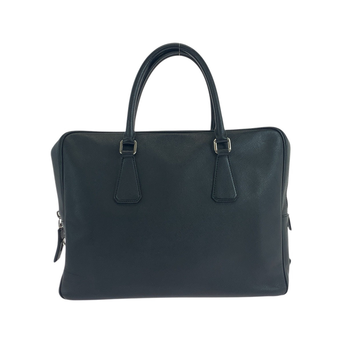 PRADA Business bag leather black Business bag briefcase Safiano Triangle With logo mens Used Authentic