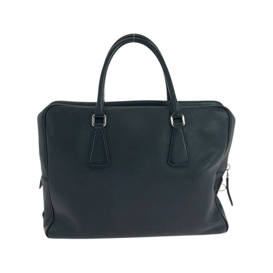 PRADA Business bag leather black Business bag briefcase Safiano Triangle With logo mens Used Authentic