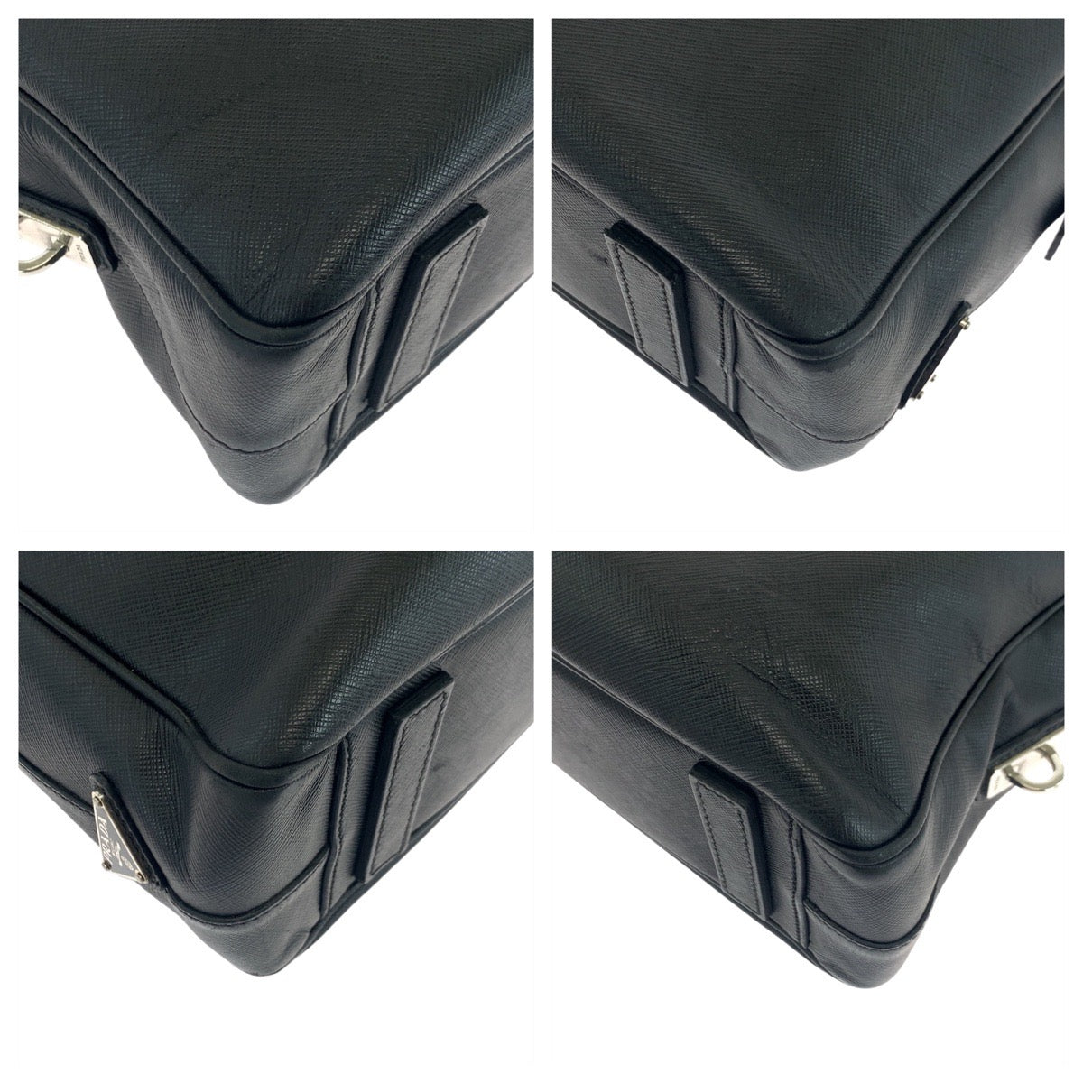 PRADA Business bag leather black Business bag briefcase Safiano Triangle With logo mens Used Authentic