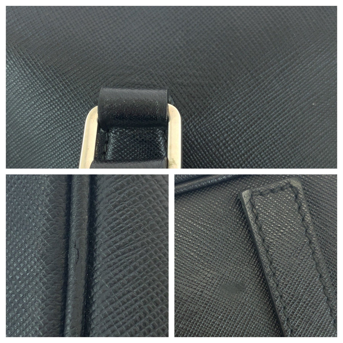 PRADA Business bag leather black Business bag briefcase Safiano Triangle With logo mens Used Authentic