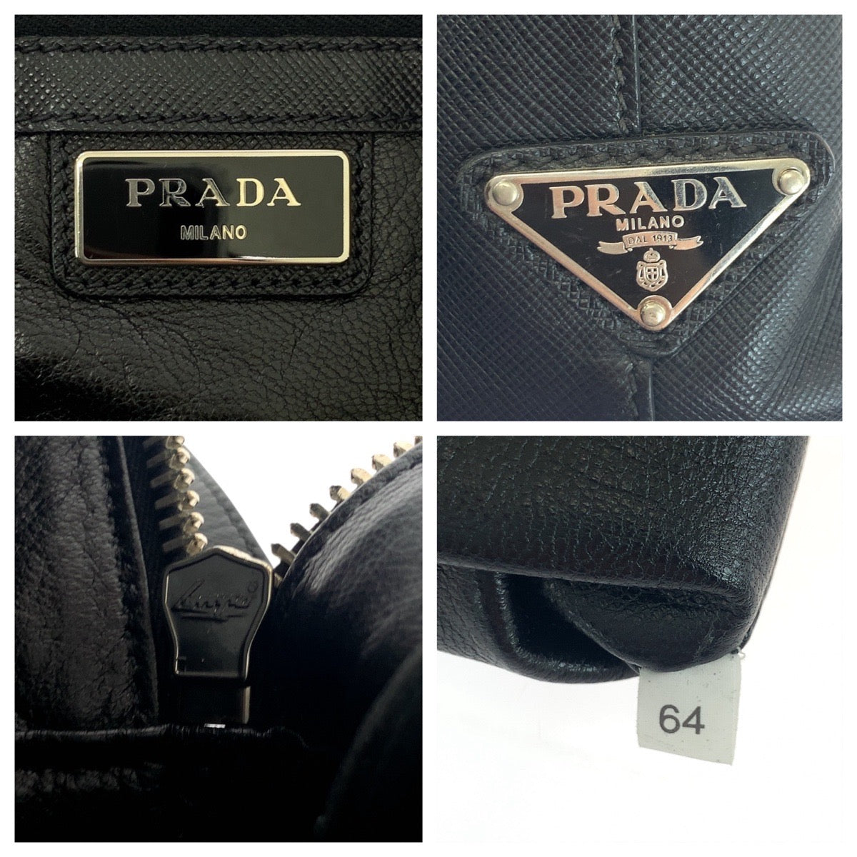 PRADA Business bag leather black Business bag briefcase Safiano Triangle With logo mens Used Authentic