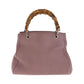 GUCCI Handbag 336082 leather Pink Brown SilverMetal Handbag Tote Bag Bamboo Women Used Authentic