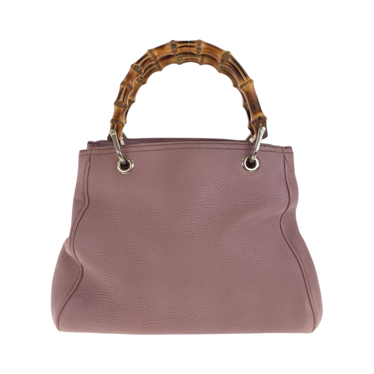 GUCCI Handbag 336082 leather Pink Brown SilverMetal Handbag Tote Bag Bamboo Women Used Authentic