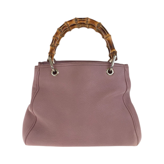 GUCCI Handbag 336082 leather Pink Brown SilverMetal Handbag Tote Bag Bamboo Women Used Authentic