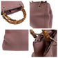 GUCCI Handbag 336082 leather Pink Brown SilverMetal Handbag Tote Bag Bamboo Women Used Authentic