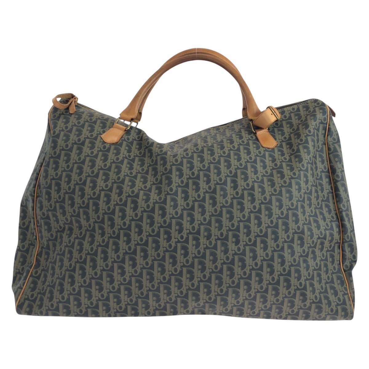 Dior Boston Duffel bag leather Navy Brown Gold Metal Trotter