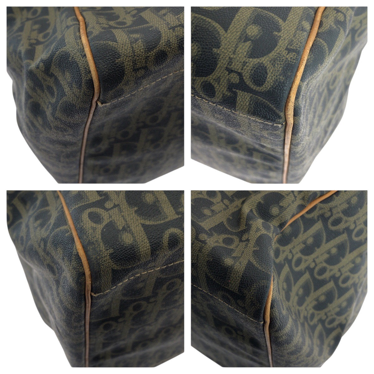 Dior Boston Duffel bag leather Navy Brown Gold Metal Trotter
