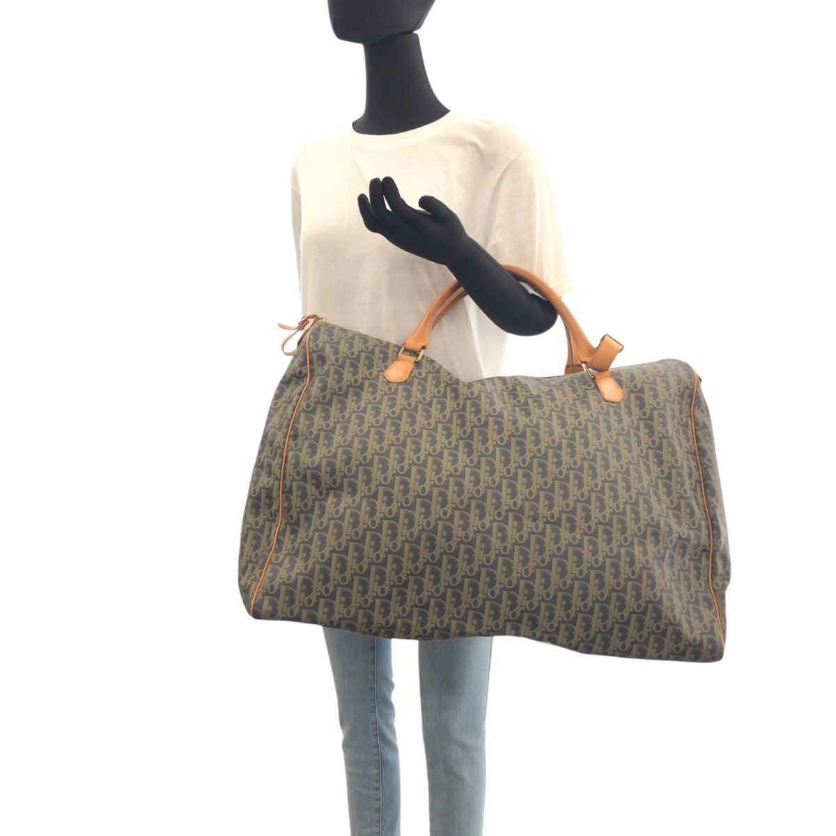 Dior Boston Duffel bag leather Navy Brown Gold Metal Trotter