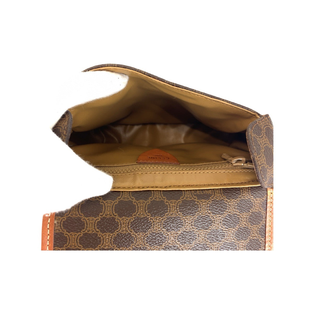CELINE Shoulder Bag MO7 PVC, Leather Brown Gold Metal Shoulder Bag pochette Macadam Women Used Authentic