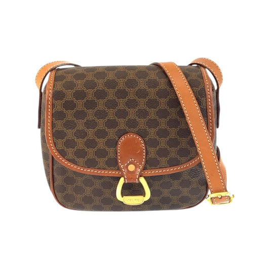 CELINE Shoulder Bag MO7 PVC, Leather Brown Gold Metal Shoulder Bag pochette Macadam Women Used Authentic
