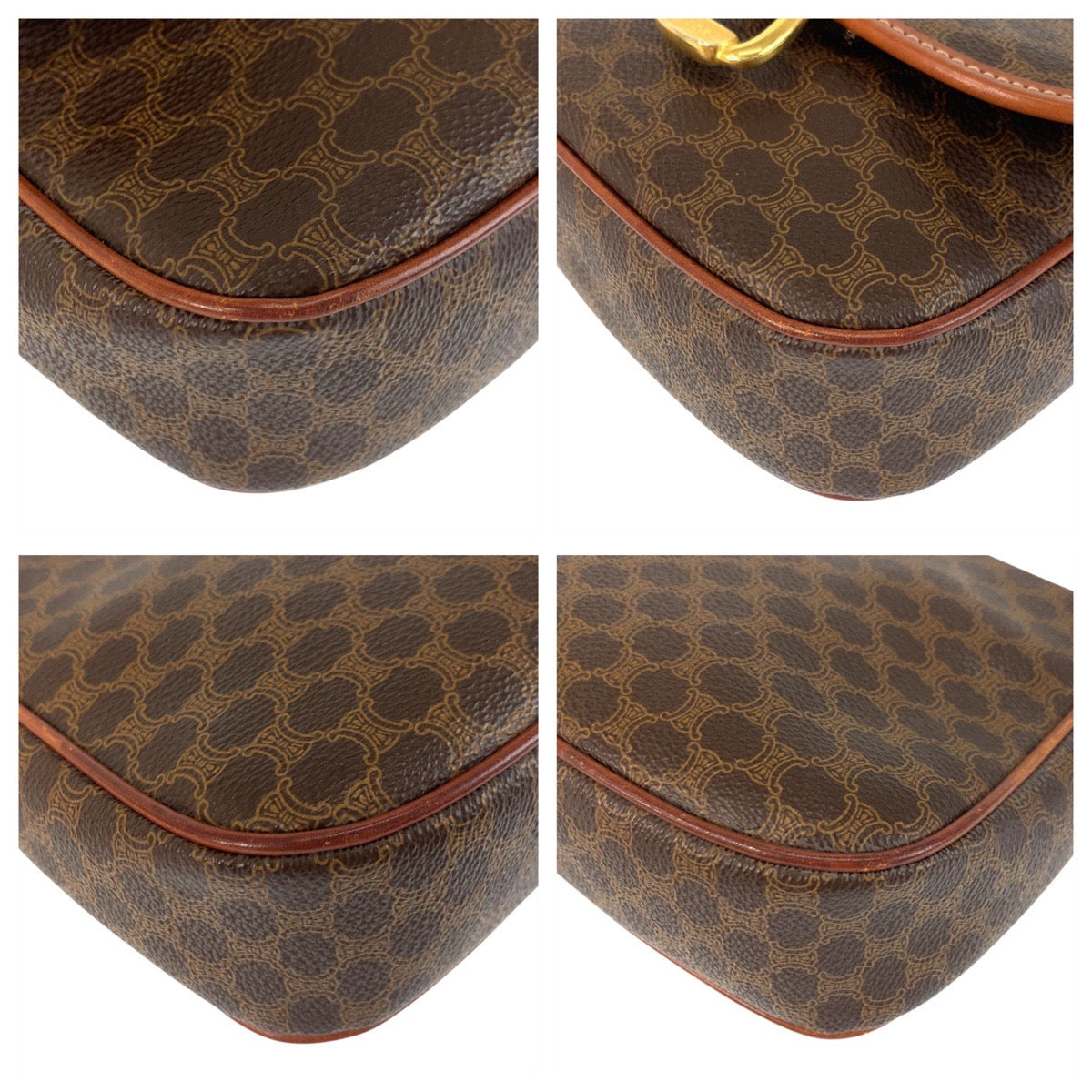 CELINE Shoulder Bag MO7 PVC, Leather Brown Gold Metal Shoulder Bag pochette Macadam Women Used Authentic