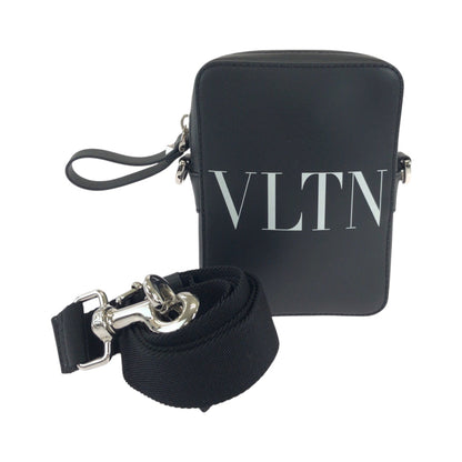 VALENTINO Shoulder Bag leather Black White Shoulder Bag pochette VLTN logo Women Used Authentic