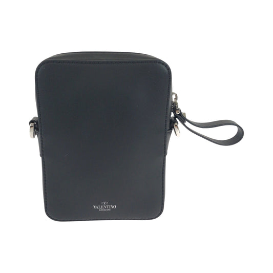 VALENTINO Shoulder Bag leather Black White Shoulder Bag pochette VLTN logo Women Used Authentic