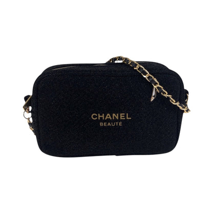 CHANEL Shoulder Bag canvas black Holiday Limited Novelty With charm