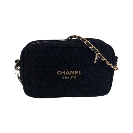 CHANEL Shoulder Bag canvas black Holiday Limited Novelty With charm