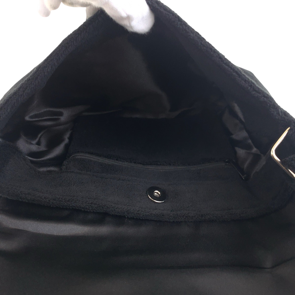 CHANEL Shoulder Bag pile Black White SilverMetal novelty COCO Mark
