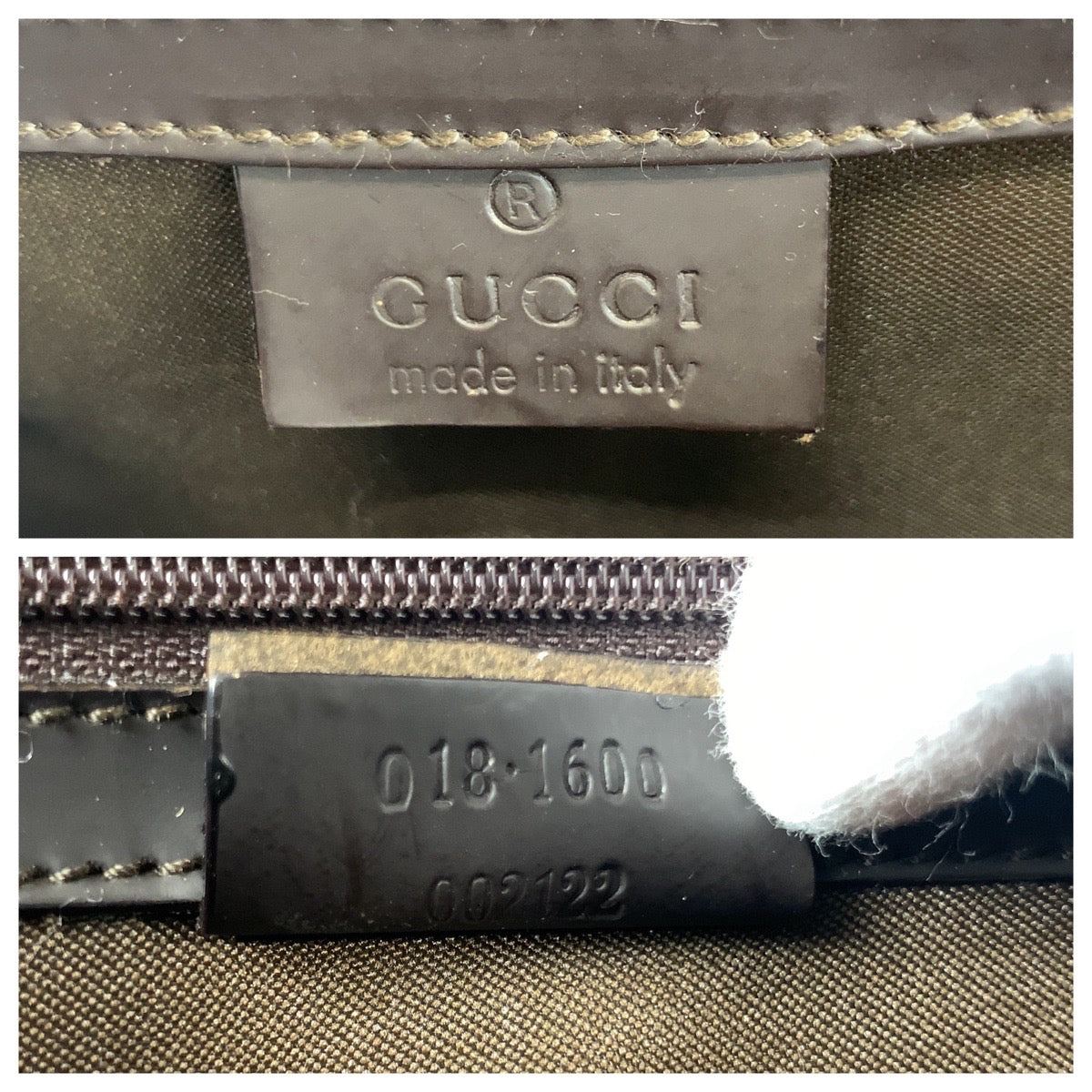 GUCCI Clutch bag 018 1600 Nylon Brown Silver Metal Clutch bag business bag GG pattern mens Used Authentic