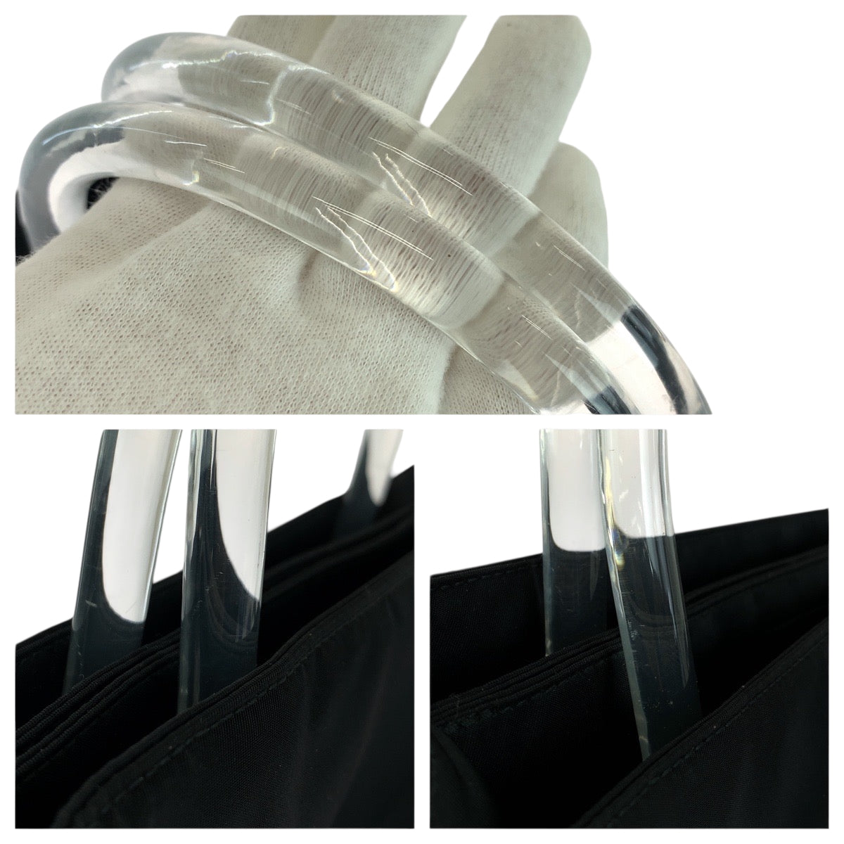 PRADA Tote Bag Nylon black Tote Bag handbag Test Triangle With logo Women Used Authentic