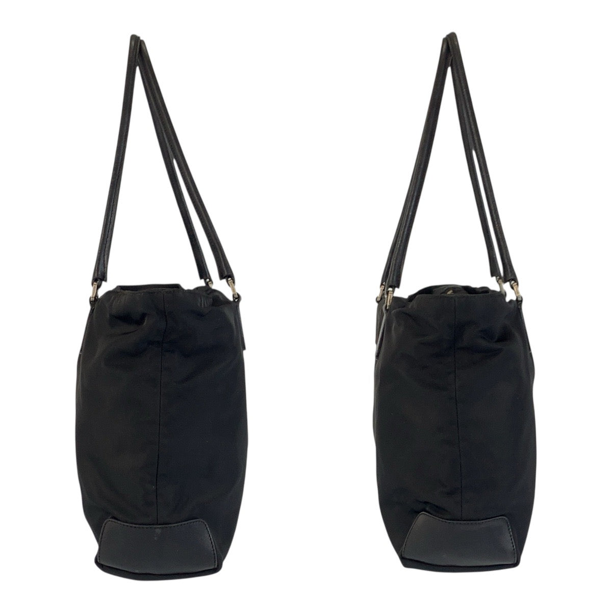 PRADA Shoulder Bag Nylon Black SilverMetal Test Triangle With logo Women Used Authentic