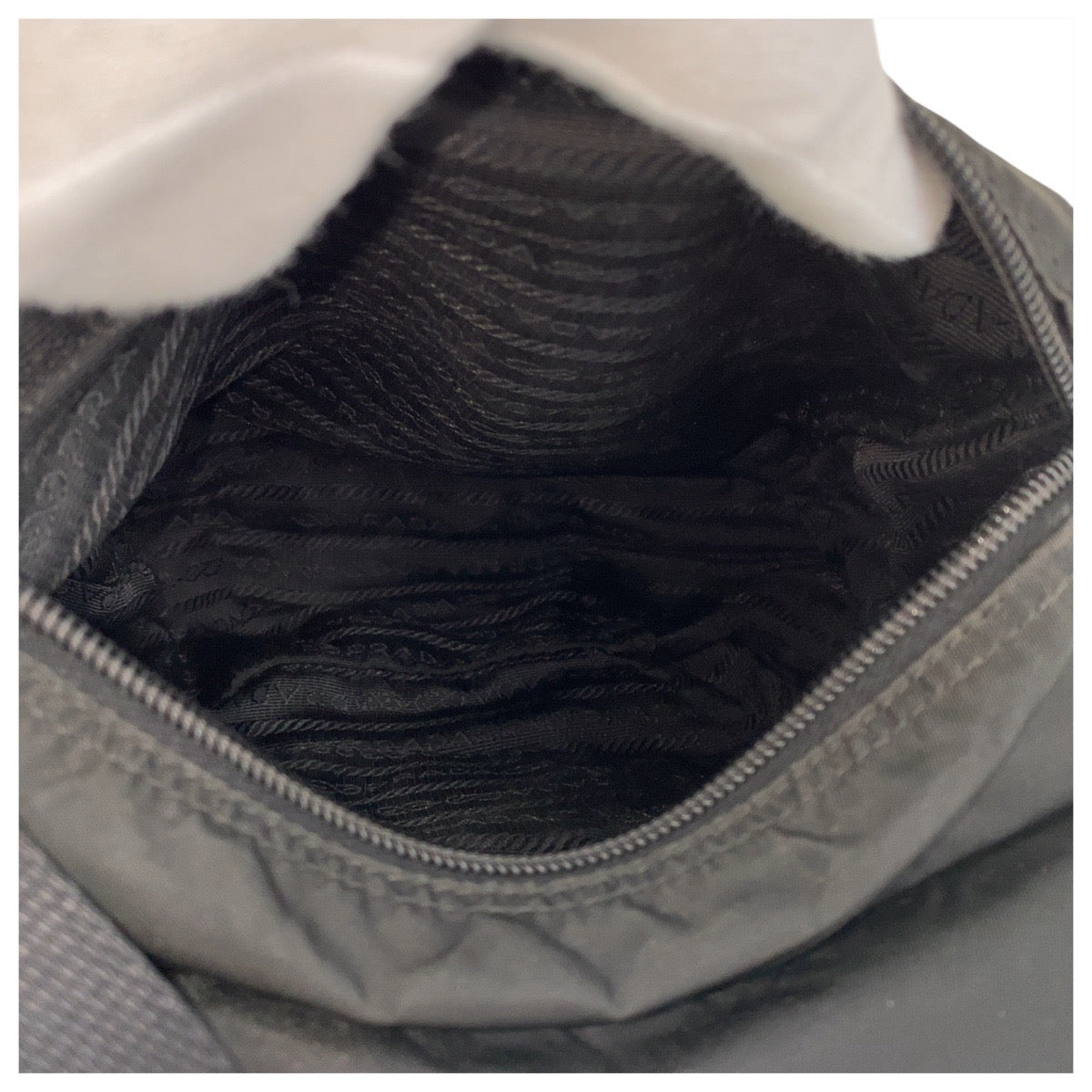 PRADA Shoulder Bag Nylon, Leather Black SilverMetal Shoulder Bag pochette Test Triangle With logo Women Used Authentic