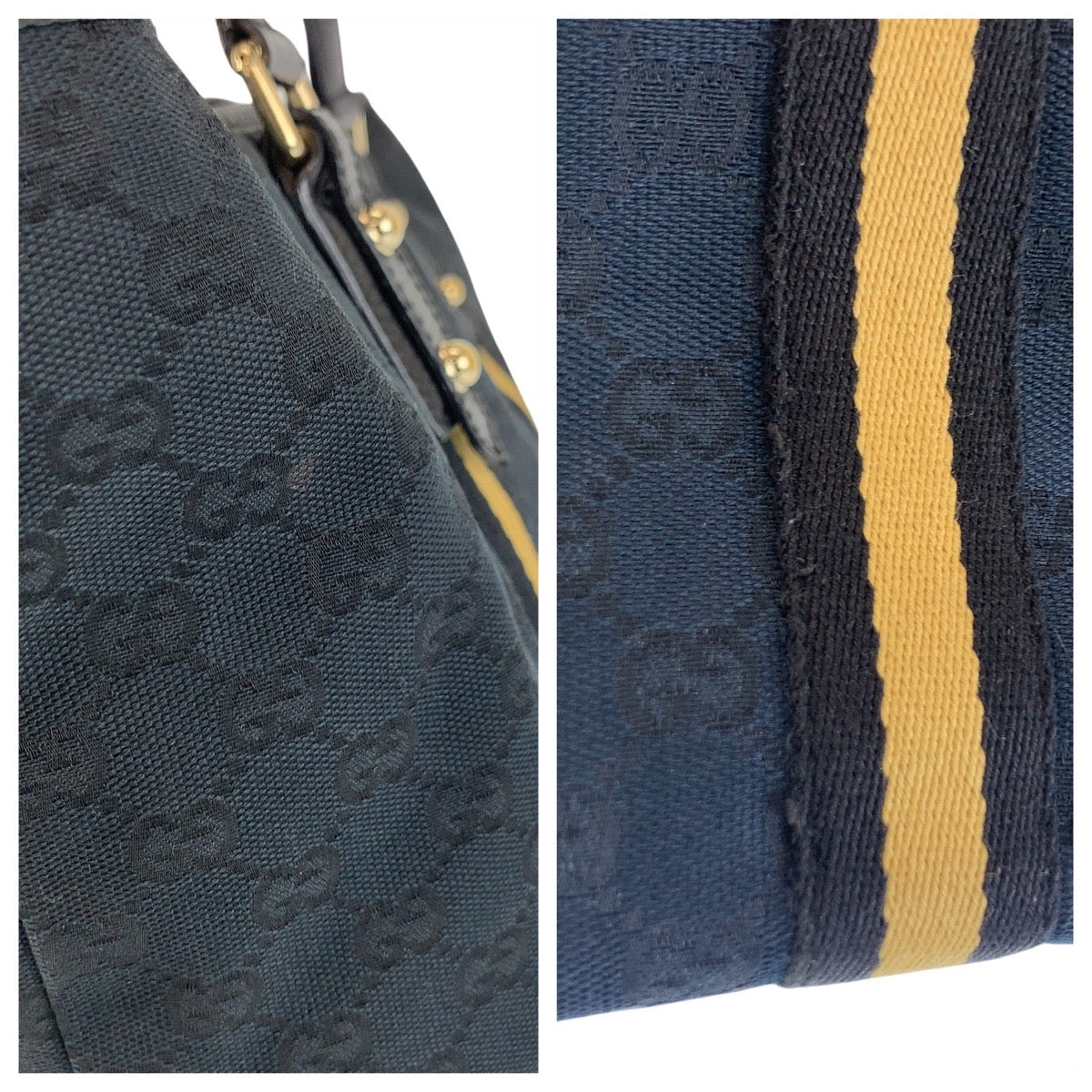 GUCCI Tote Bag 139260 GG canvas Black GoldMetal Tote Bag Shoulder Bag Sherry line Women Used Authentic