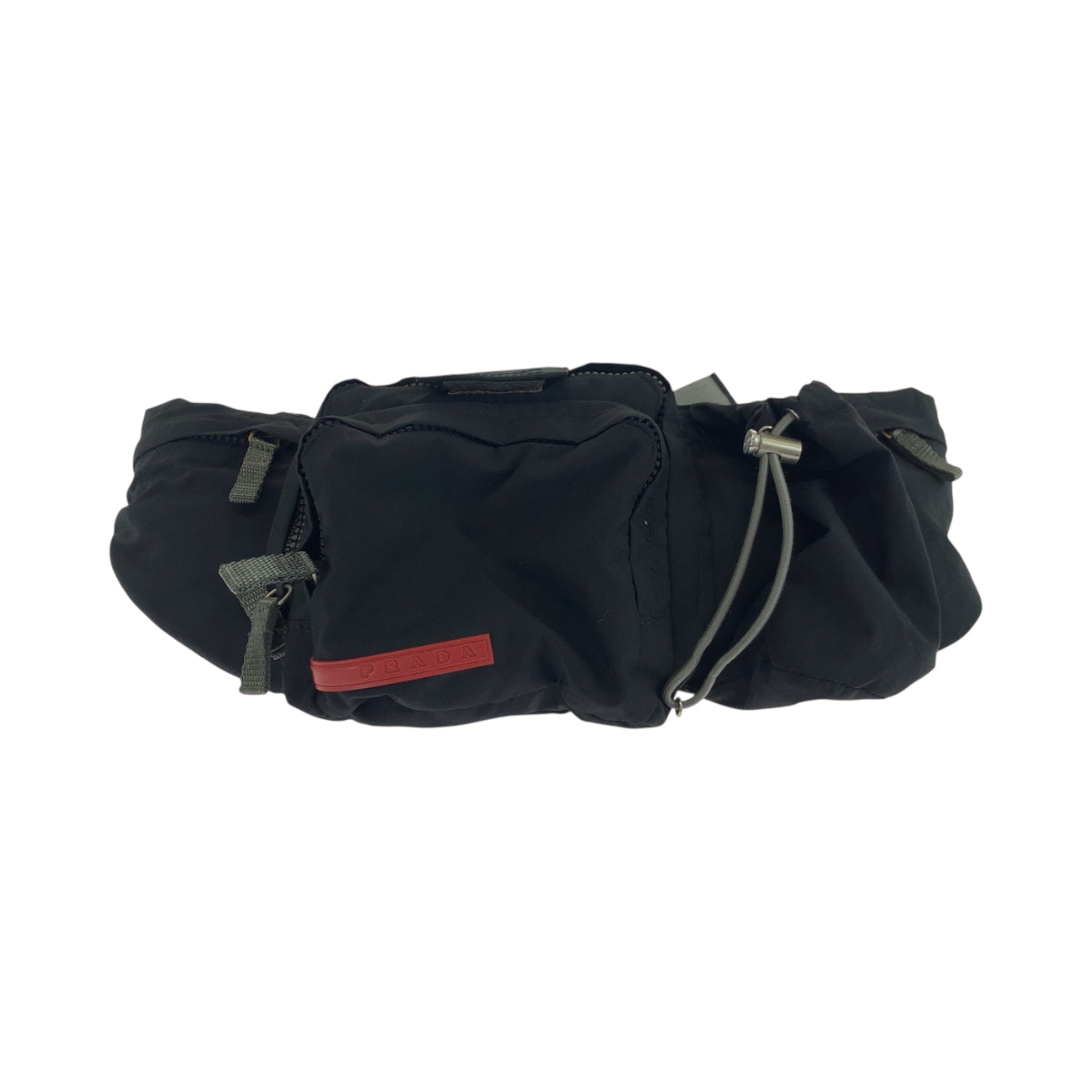 PRADA Waist bag 4VA056 Nylon Black SilverMetal Waist Bag Bum Bag PRADA Sports mens Used Authentic