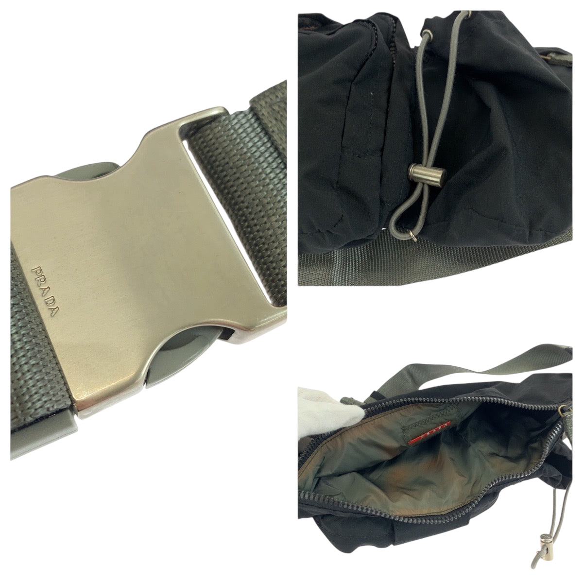 PRADA Waist bag 4VA056 Nylon Black SilverMetal Waist Bag Bum Bag PRADA Sports mens Used Authentic
