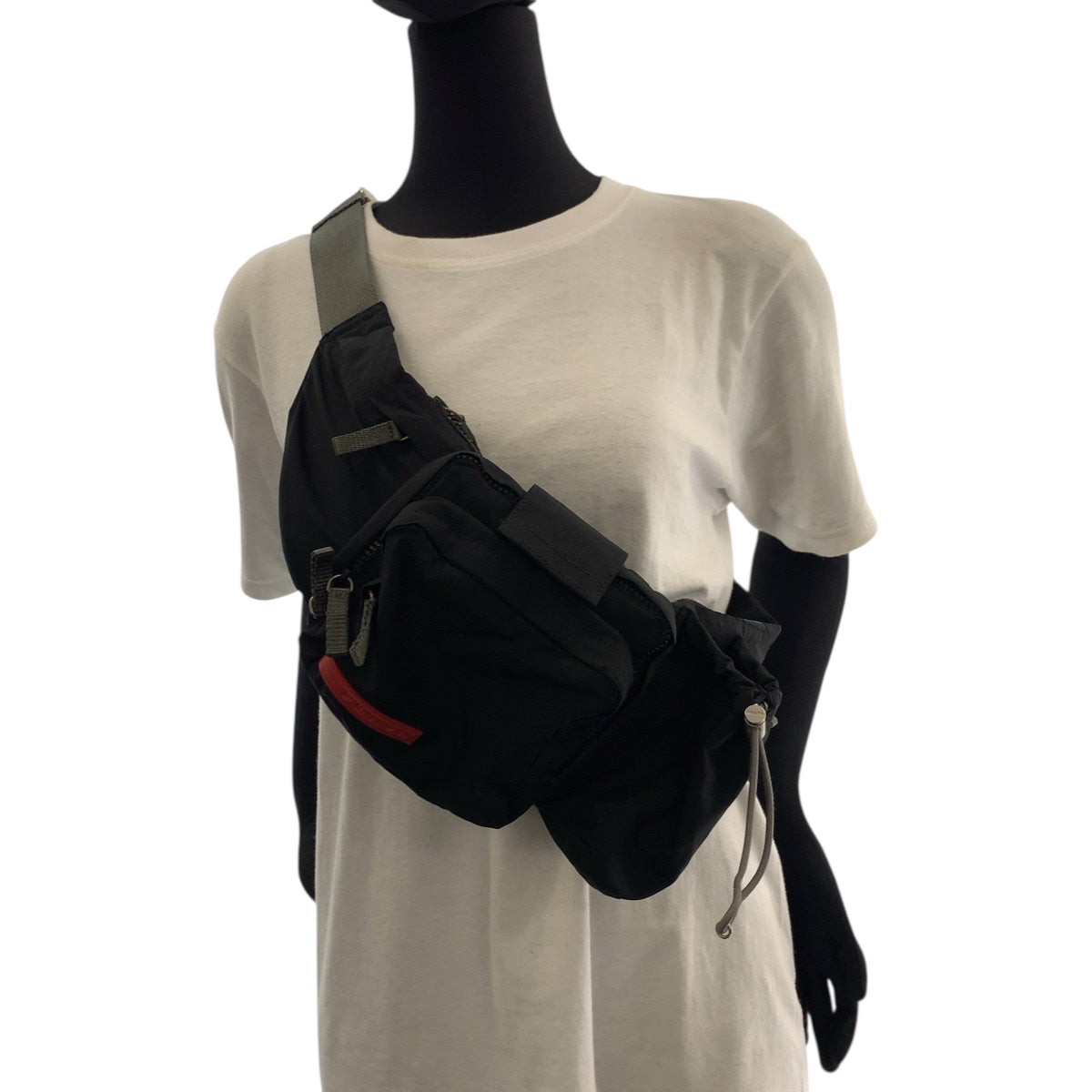 PRADA Waist bag 4VA056 Nylon Black SilverMetal Waist Bag Bum Bag PRADA Sports mens Used Authentic