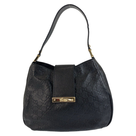 GUCCI Shoulder Bag 211934 leather black Hobo Shoulder Bag Guccisima Women Used Authentic