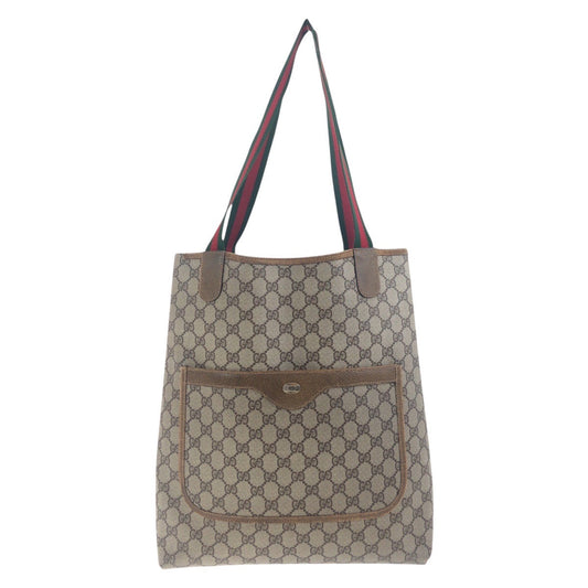 GUCCI Tote Bag 50205 GG Supreme Canvas Beige brown Tote Bag Shoulder Bag Old Gucci Shelly Line Women Used Authentic