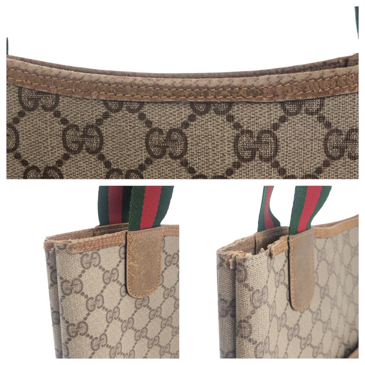 GUCCI Tote Bag 50205 GG Supreme Canvas Beige brown Tote Bag Shoulder Bag Old Gucci Shelly Line Women Used Authentic