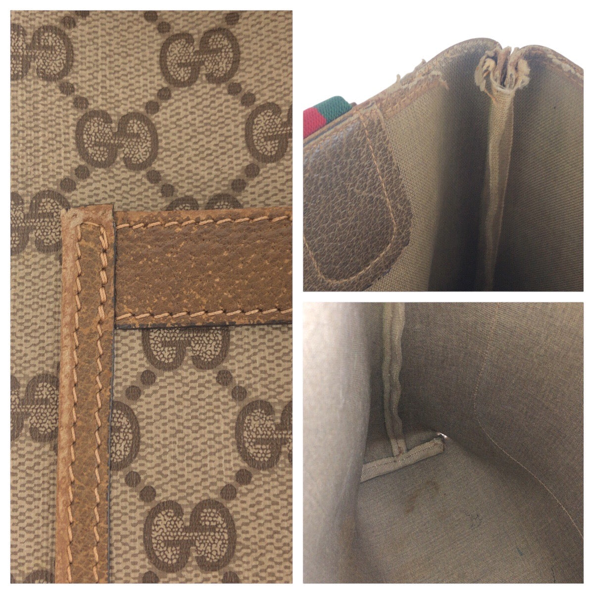 GUCCI Tote Bag 50205 GG Supreme Canvas Beige brown Tote Bag Shoulder Bag Old Gucci Shelly Line Women Used Authentic