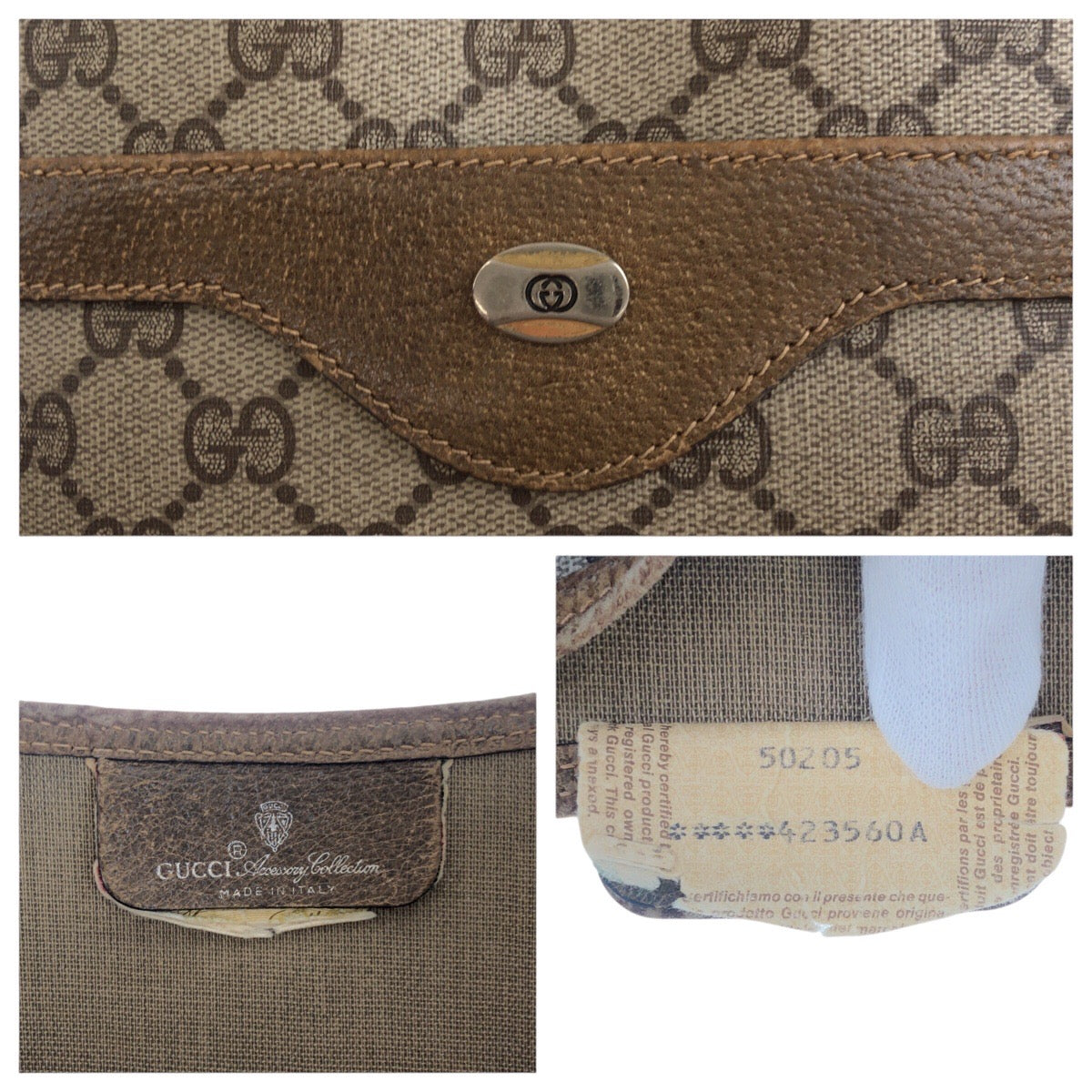 GUCCI Tote Bag 50205 GG Supreme Canvas Beige brown Tote Bag Shoulder Bag Old Gucci Shelly Line Women Used Authentic