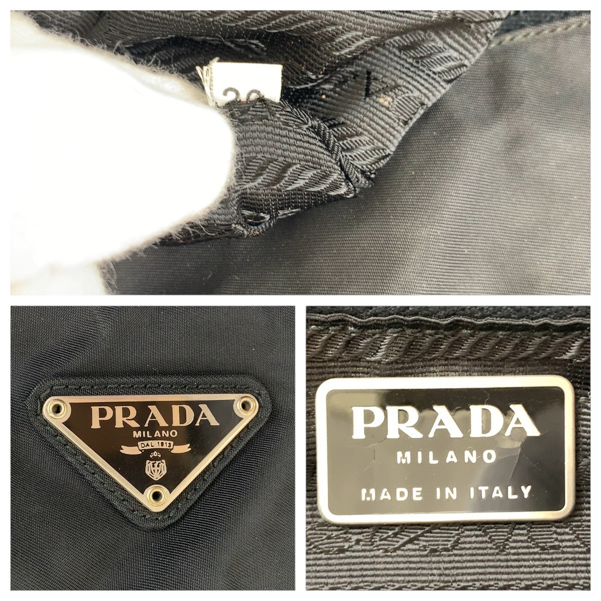PRADA Tote Bag Nylon black Tote Bag handbag Test Triangle With logo Women Used Authentic