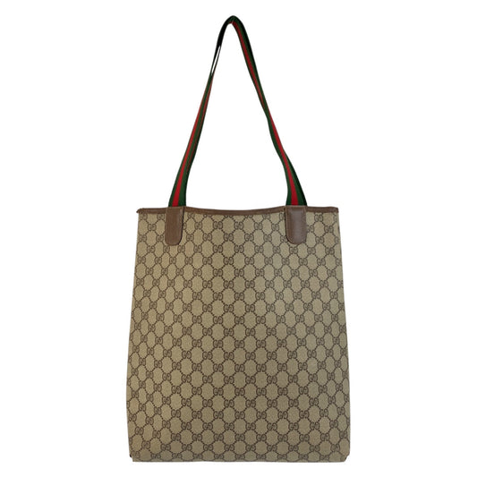 GUCCI Tote Bag 39 02 003 GG Supreme canvas, leather Beige Brown Gold Metal Tote Bag Shoulder Bag Sherry Line Old Gucci Women Used Authentic