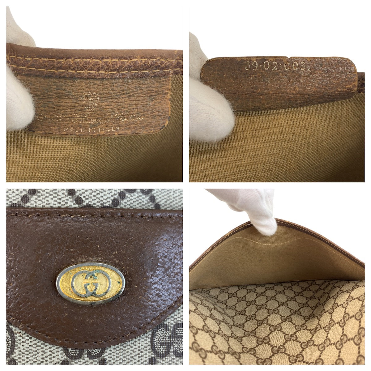 GUCCI Tote Bag 39 02 003 GG Supreme canvas, leather Beige Brown Gold Metal Tote Bag Shoulder Bag Sherry Line Old Gucci Women Used Authentic