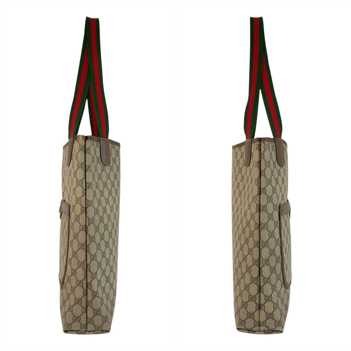 GUCCI Tote Bag 39 02 003 GG Supreme canvas, leather Beige Brown Gold Metal Tote Bag Shoulder Bag Sherry Line Old Gucci Women Used Authentic